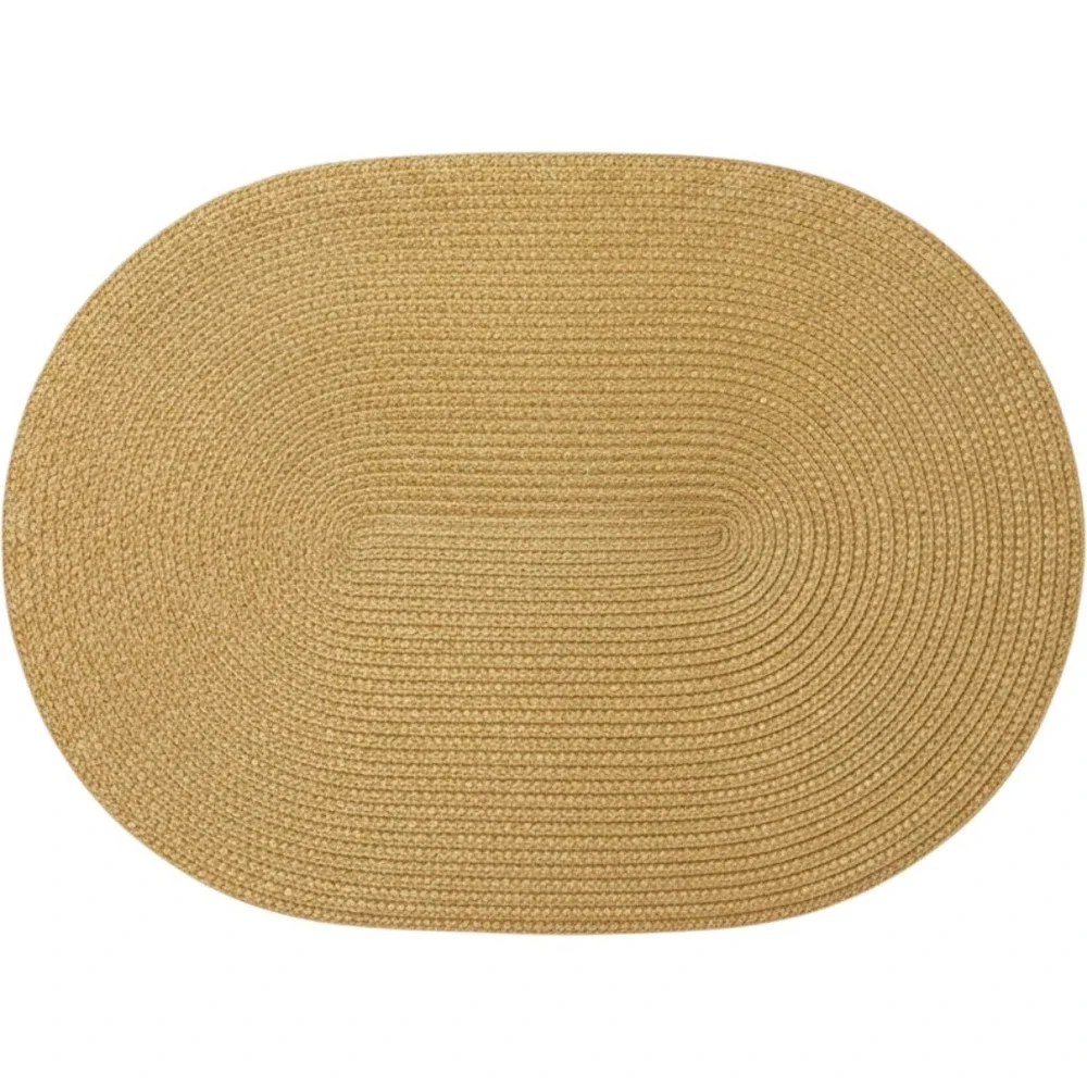 Yellow Braided Oval Placemats Woven Farmhouse Heat Resistant Table Mats Set(4)‎